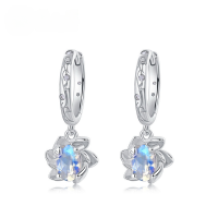 wholesale S925 Sterling Silver Cross-Border New Elegant and Exquisite Seven-Color Blue Moonstone Lotus Earrings, High-End Dangle Earrings for Ladies-Colorful Blue Moonlight 925 Silver