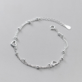 wholesale Metal Material: S925 Silver Double-Layer Heart Bracelet, Japanese and Korean Style Round Bead Pearl, Best Friend Matching Sweet Accessory S4368-0-0