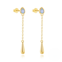 wholesale S925 Sterling Silver, Opal Teardrop, Zircon Accent, Tassel Earrings, Creative European And American Best-seller-Gold#1 925 Silver