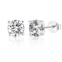 wholesale S925 Sterling Silver Plated With Plated With White Gold, 1 Carat 05 Carat Four-prong Earrings With Moissanite, Luxury Ready-to-ship-White gold 1.2 carats (with certificate)  925 silver