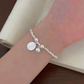 wholesale S925 Sterling Silver Persistent Round Bead Queen Charm Bracelet for Women, Korean New Style, Xiaohongshu Viral, Minimalist Design Jewelry-0-4