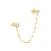 wholesale S925 Sterling Silver Marquise Octagram Tassel Chain Earrings-Single gold #2 925 silver