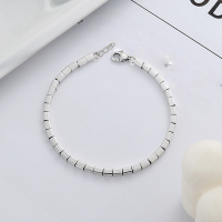 wholesale S925 Sterling Silver Minimalist Ins Style Small Square Link Geometric Korean Japanese Trendy Small Brand Bracelet-YS141 bright silver/approx. 5.3g>925 silver