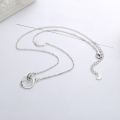wholesale S925 Sterling Silver Korean-style Smile Mobius Loop with Pave Star Circle Pendant Necklace-0-2