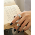 wholesale S925 Sterling Silver Vintage Distressed Cross Korean Style Ins Ring for Women Knuckle Ring Tail Ring-0-3