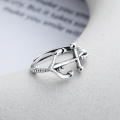 wholesale S925 Sterling Silver Retro Korean-style Geometric Irregular 3D Anchor Design Open Adjustable Ring Unisex-0-1