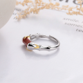 wholesale S925 Sterling Silver Bamboo Joint South Red Agate Ring, Chinese Style High-End Adjustable Index Finger Ring, Guangdong Haifeng-0-4