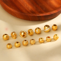 wholesale Gold-plated 925 Ancient Silver Inlaid Diamond Barrel Beads Round Beads for Scholarly Play Pearl Bracelet Necklace DIY Silver Accessories-Small dragon through hole
