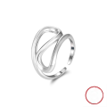 wholesale 925 Sterling Silver Three-Layer Interwoven Line Index Finger Ring for Women, Small and Unique Design, Minimalist Plain Band Pinky Ring-0-6
