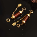 wholesale S925 sterling silver plated with 24K gold inlaid with dzi bead double-eared agate southern red water wave barrel bead DIY jewelry accessories-0-7
