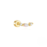 wholesale S925 Sterling Silver Moon Heart Opal Cylinder Threaded Ear Cartilage Stud,。-Single gold #1