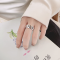 wholesale S925 Silver Fashion Minimalist Chain Design Trendy Unique Niche Unisex Open Ring-0-3