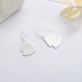 wholesale S925 Sterling Silver Christmas Tree Fan-shaped Brushed Texture Earrings, New Chinese Style Ins Trendy Women's Earrings-0-0