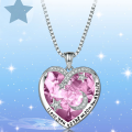 wholesale S925 Sterling Silver Swarovski Crystal Necklace with Simulated Emerald Gemstone Pendant in an Elegant Heart Design-0-2