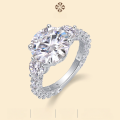 wholesale S925 Sterling Silver Exquisitely Set Light Luxury High-End Feel Ring for Women, Does Not Fade, European and American TK Live Broadcast Best-Selling 5ct Moissanite Ring-0-0