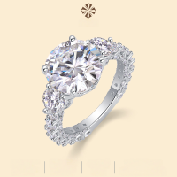 wholesale S925 Sterling Silver Exquisitely Set Light Luxury High-End Feel Ring for Women, Does Not Fade, European and American TK Live Broadcast Best-Selling 5ct Moissanite Ring-Moissanite (5 carats + 92 grains)  US 8