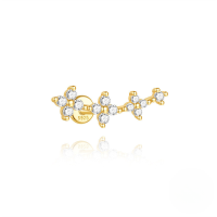 wholesale S925 Sterling Silver Geometric Tassel With Crystal Stud Flat Head Threaded Ear Cartilage Earring-Single gold #8