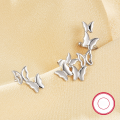 wholesale S925 Sterling Silver Cross-Border Hot-Sell Asymmetric Agile Butterfly Ear Studs Fashionable Light Luxury High-End Earrings for Women-0-0
