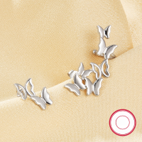 wholesale S925 Sterling Silver Cross-Border Hot-Sell Asymmetric Agile Butterfly Ear Studs Fashionable Light Luxury High-End Earrings for Women-White 925 silver