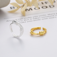 wholesale S925 Sterling Silver Korean Style Light Luxury Double Knot Open Ring Ins Aura Versatile Index Finger Ring for Women-1206J bright silver/approx. 3.6g Adjustable opening