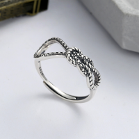 wholesale S925 Sterling Silver European and American Style Cross-Border Asymmetric Knotted Bow Fashion Index Finger Adjustable Ring for Women-YJ410/approx. 2.6g Adjustable opening