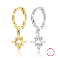 wholesale S925 Sterling Silver Eight-Pointed Star Earrings Women, Ins Style Minimalist Earrings, High-End Textured Ear Accessories-0-9