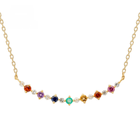 wholesale 10k Gold Japanese Light Luxury Ethnic Style Colored Gemstone Necklace, Simple Daily Wear Jewelry Wholesale from Manufacturer-Colored Gemstone Necklace 10K