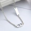 wholesale S925 Sterling Silver Korean Style Street Fashion Trendy Letter CD Pendant Layered Unisex Necklace-0-0