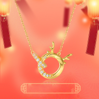 wholesale S925 Sterling Silver Original Chinese Trend Minimalist Double Loop Lucky Dragon Necklace for Women, New Chinese Style Zodiac Dragon Birth Year Gift-10K gold + swimming paint  925 silver