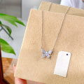 wholesale S925 Sterling Silver Light Luxury Freshwater Pearl Butterfly Necklace for Women, Small Exclusive Design with High-End Sparkling Diamond Fringe Choker-0-1