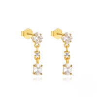 wholesale S925 Sterling Silver Ultra-sparkly Zircon-accented Moonstone Luxury Earrings, Popular 8-pointed Star Teardrop Classic Studs-Gold#3 925 Silver