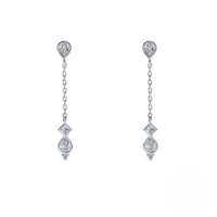 wholesale S925 Sterling Silver Tassel Chain Ins Zircon Inlaid Earrings For Daily Office Wear-Platinum-Style 2 925 Silver