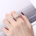 wholesale S925 Sterling Silver Korean-style Creative Double-layer Crossed Line Hollow-out Knot Minimalist Open Ring-0-3