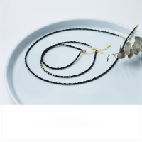 wholesale S925 Silver Choker Necklace with Black Crystal, Short Black Spinel Collarbone Chain D3218-S925 Silver Bracelet 925 Silver