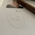 wholesale S925 Sterling Silver Shimmering Flash Disc Necklace French Minimalist Adjustable Simple Collarbone Chain for Commuting-0-0
