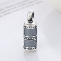 wholesale S990 pure silver ethnic-style retro antique heavy-duty six-word mantra cylindrical Gau box with pendant-0-1