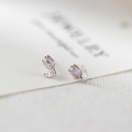 wholesale 925 Sterling Silver Exquisite Mini Lovely Fresh and Sweet Pink Tulip Stud Earrings with Diamond Accents M05918-0-3