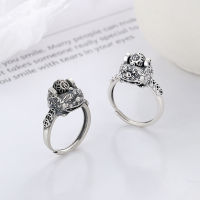 wholesale S925 Sterling Silver Matte Antique Auspicious Piyao Mahjong Money-Winning Lucky Open Ring-YFJ681 polished / approx. 4.9g  925 silver