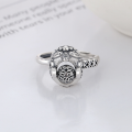 wholesale S925 sterling silver vintage oxidized rotating embroidered ball auspicious Pixiu ring creative ethnic style index finger ring-0-1