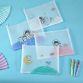 wholesale Metal material A4 cartoon transparent file bag with premium pull-tab document holder, PP plastic office student storage stationery pouch-0-2
