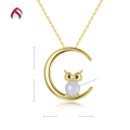 wholesale Moon and Owl Synthetic Opal OPAL Pendant S925 Silver Women's White Opal Playful Jewelry Necklace Pendant-0-4
