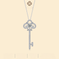 wholesale S925 Sterling Silver Moissanite Twilight Key Necklace New Style Live Selling Hot Item Collarbone Chain Source Wholesale Pendant Silver Chain-0-0