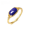 wholesale 925 Silver Minimalist Geometric Natural Lapis Lazuli Ring, Vintage Style Elegant Temperament, Niche Hand Accessory Wholesale-0-0