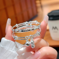 wholesale 999 Sterling Silver Baby Bracelet with Auspicious Fu Character, Smart and Clever, for Unisex Infants and Children, Moon Celebration Silver Jewelry-0-16
