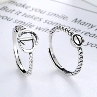 wholesale S925 metal CD letter fashion trend ring daily Korean Dongdaemun personality retro simple design high-end-YJ043/A model is about 1.7g&gt; the opening is adjustable