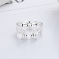 wholesale S925 silver fashionable Korean-style cute ins wind bow creative hollow open ring-0-1