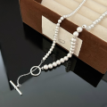 wholesale S925 Sterling Silver Matte Bead Long Pendant Necklace Women New Korean Style Fashion Minimalist Chic Collarbone Chain-0-4