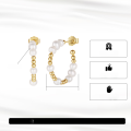 wholesale S925 Sterling Silver Cloud-Pull Jewelry Beaded Natural Freshwater Pearl Ear Hoops, Elegant and Versatile Direct from Manufacturer-0-4