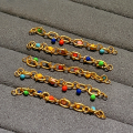 wholesale S925 gold-plated antique-style accessory enamel drip oil dopamine chain bracelet DIY extension chain tail chain jewelry-0-10