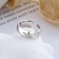 wholesale S925 Sterling Silver Trendy Japanese-Korean Style Cracked Textured Diamond-Inlaid Niche Open Ring-0-1